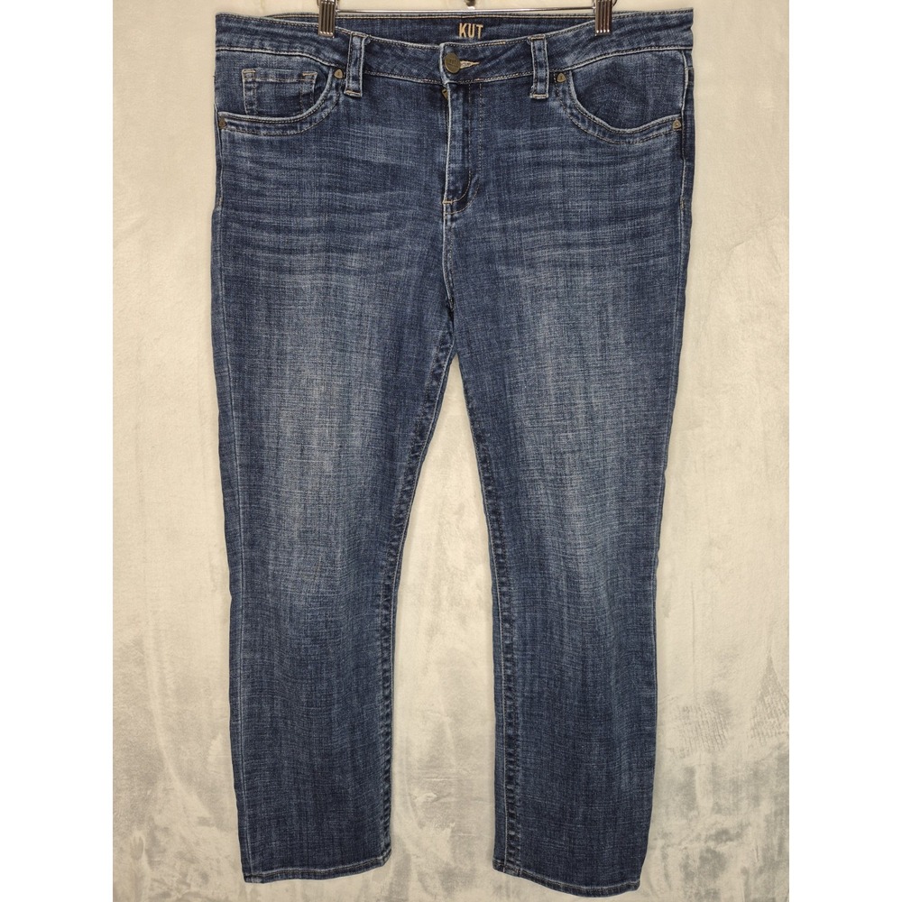 Kut From The Kloth Straight Leg Jeans Womens 14 Dark Wash Stretch 19x29